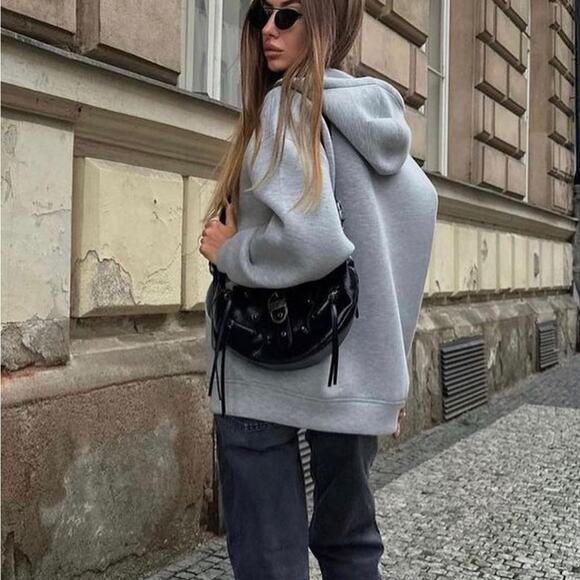 ZARA BLOGGER FAVORITE SOFT NEOPRENE EFFECT BOMBER - Picture 2 of 9